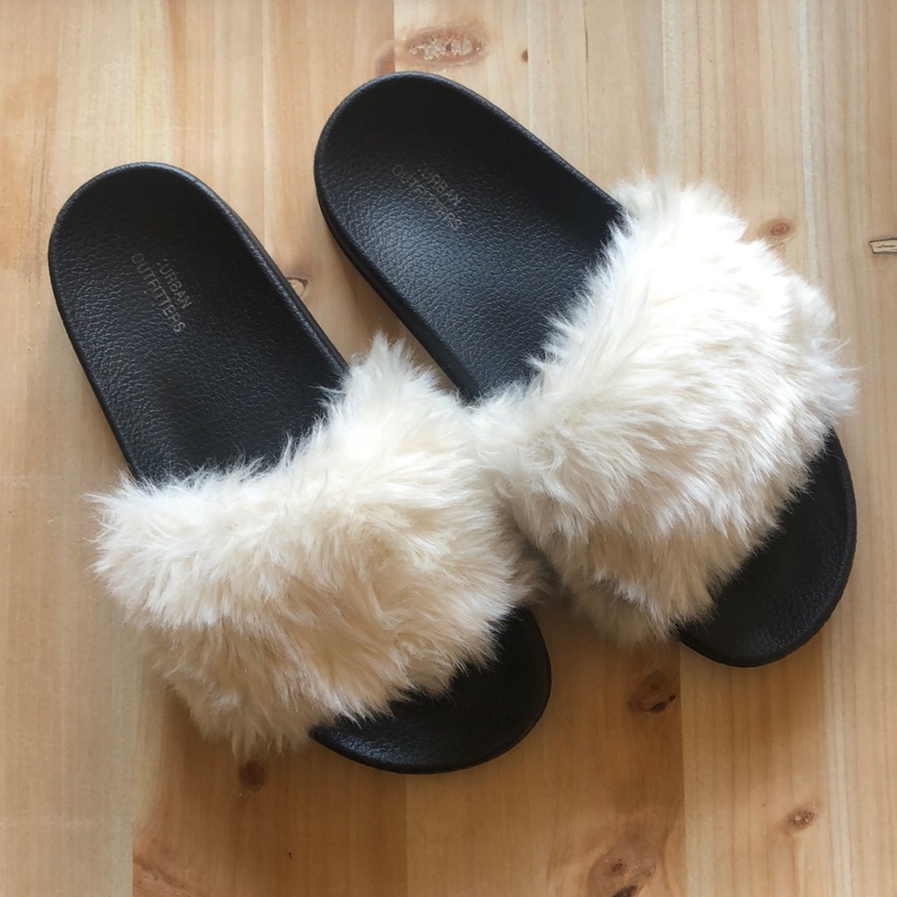 Urban Outfitters Faux Fur Slides
